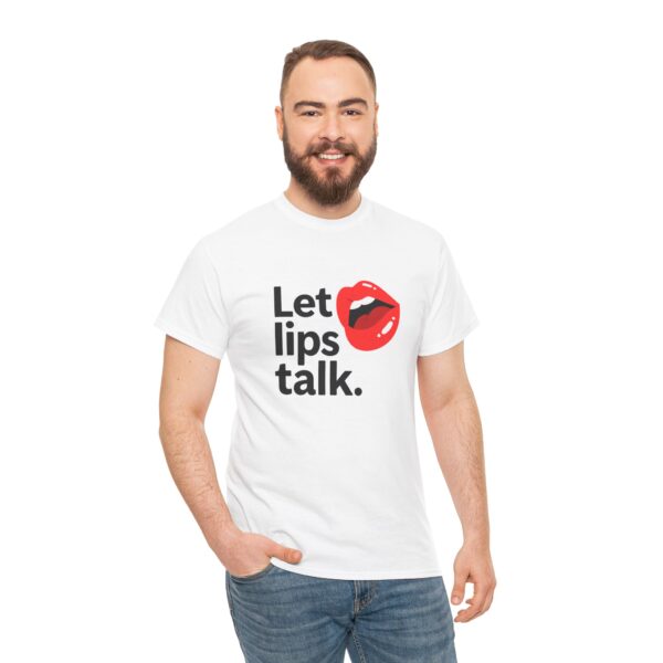 Let Lips Talk Unisex Heavy Cotton Tee - Playful and Bold Statement Shirt - Image 4