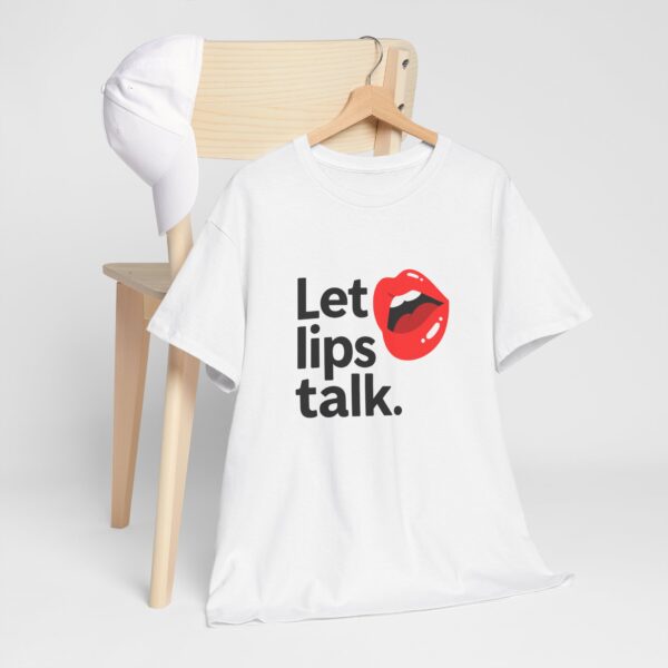 Let Lips Talk Unisex Heavy Cotton Tee - Playful and Bold Statement Shirt - Image 3